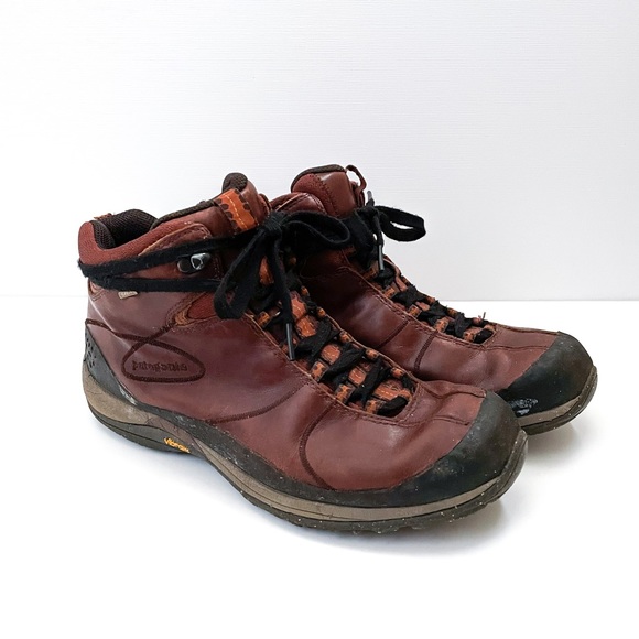Patagonia Leather Lace Up Hiking Boots Mid Goretex Sable Brown - Picture 1 of 7